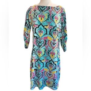 Soybu Women's Dress Size L Multicolor 3/4 Sleeves Pullover Geometric Print